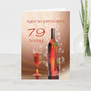 Splashing wine 79th birthday card