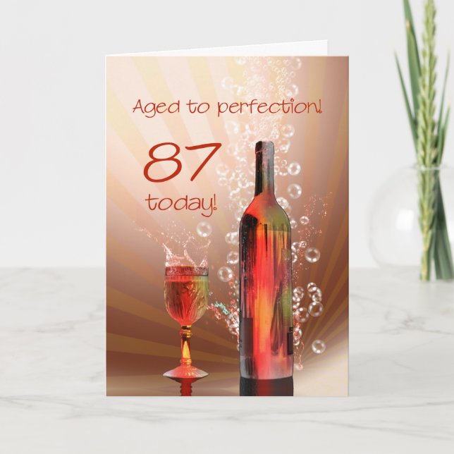 Splashing wine 87th birthday card (Front)