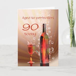 Splashing wine 90th birthday card