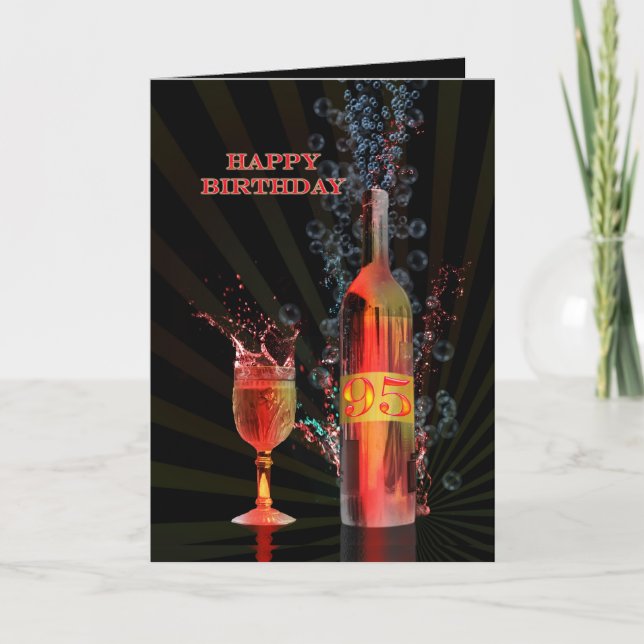 Splashing wine 95th birthday card (Front)
