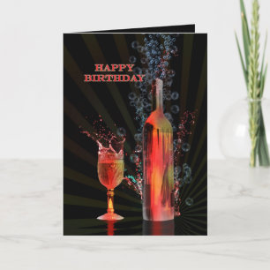Splashing wine birthday card