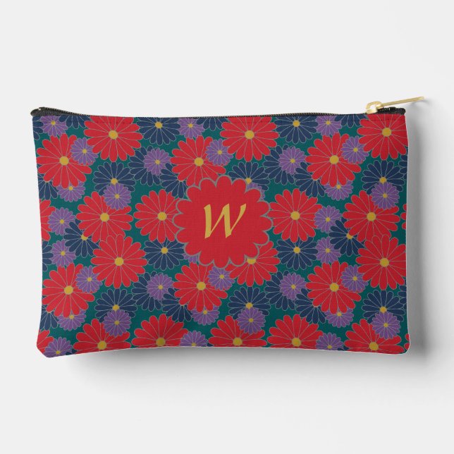 Splashy Fall Floral Accessory Pouch (Back)