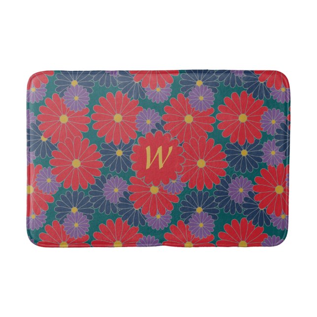 Splashy Fall Floral Bath Mat (Front)