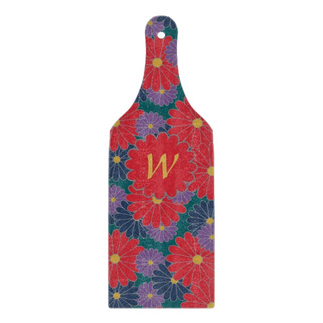 Splashy Fall Floral Glass Cutting Board (Front)