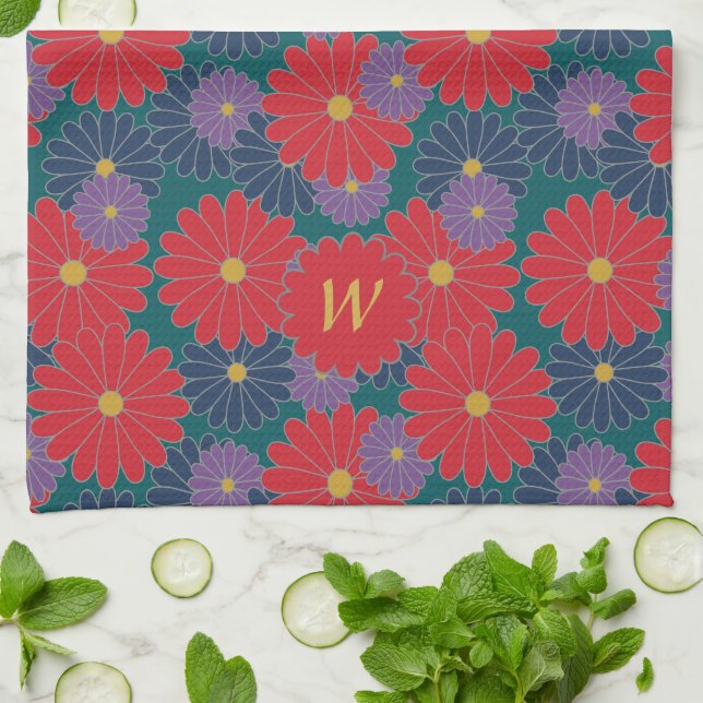 Splashy Fall Floral Kitchen Towel (Folded)