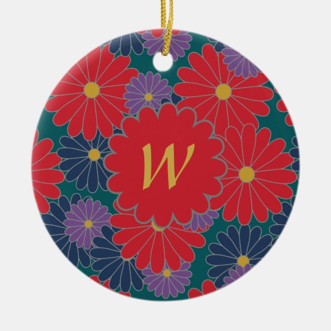 Splashy Fall Floral Ornament (Front)