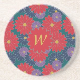 Splashy Fall Floral Sandstone Coaster