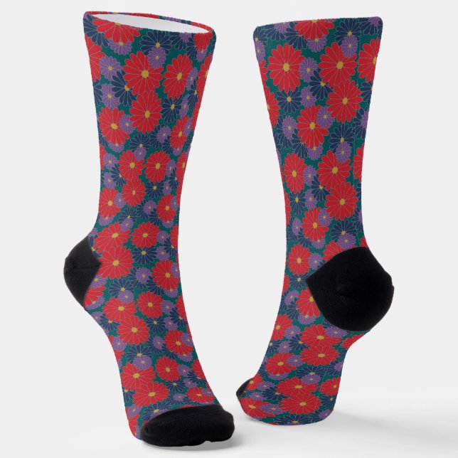 Splashy Fall Floral Socks (Angled)