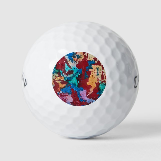 Splashy-Hand Painted Abstract Art Golf Balls (Front)