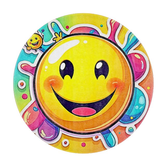 Splashy Happy Emoji Fun Cutting Board (Front)