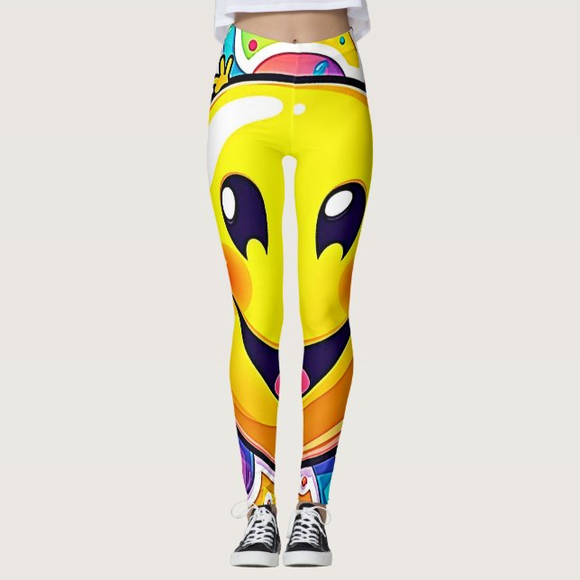 Splashy Happy Emoji Fun Leggings (Front)