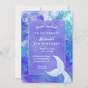 Splashy Mermaid Birthday Party Invitation