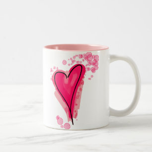 Splashy Pink Heart Two-Tone Coffee Mug
