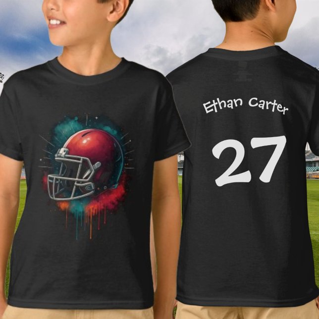 Splashy Red and Green American Football Helmet T-Shirt (Splashy Red and Green American Football Helmet T-Shirt
)
