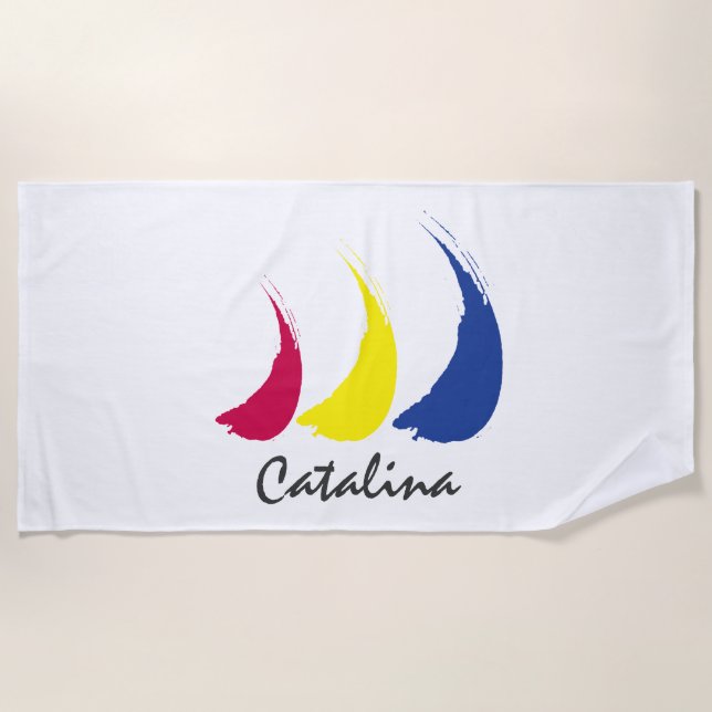 Splashy Sails_Paint-The-Wind_Catalina Beach Towel (Front)