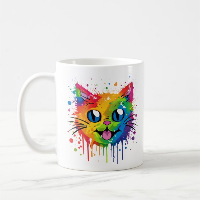 Splat Cat Rainbow Design Mug (Left)