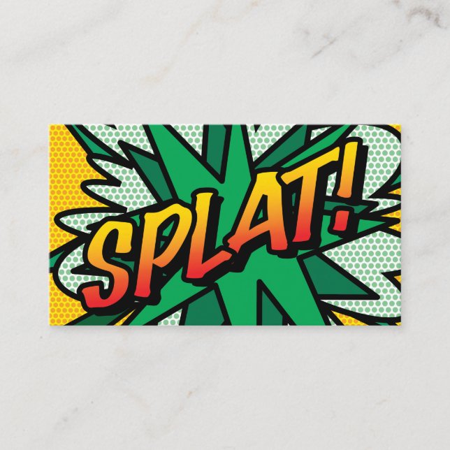 SPLAT Fun Retro Comic Book Business Card (Front)
