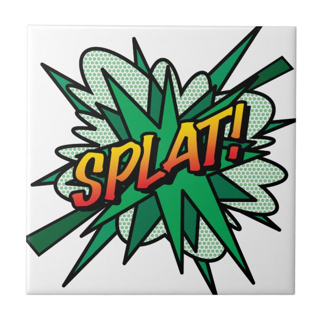 SPLAT Fun Retro Comic Book Pop Art Tile (Front)