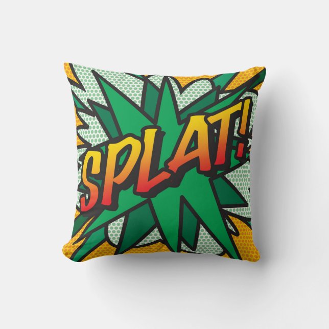 SPLAT OMG Funny Modern Cool Comic Book Pop Art Cushion (Front)
