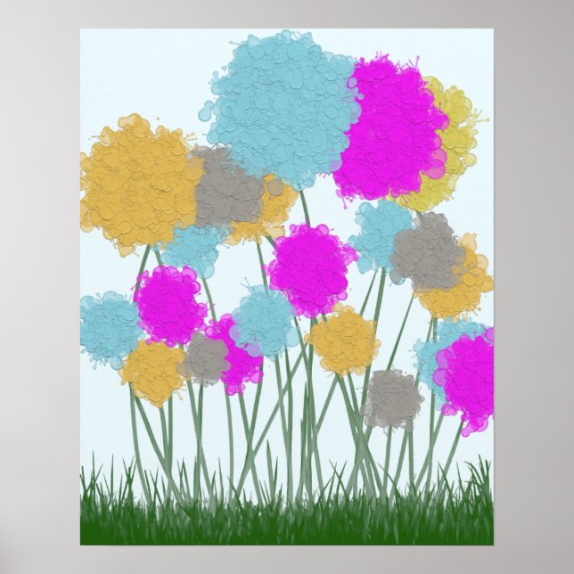 Splat Painted Flower Scene Print (Front)
