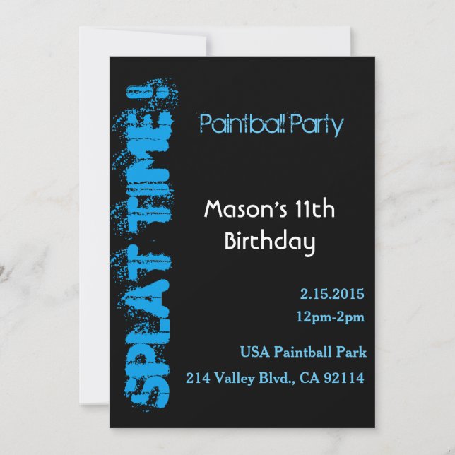 SPLAT TIME! INVITATION (Front)