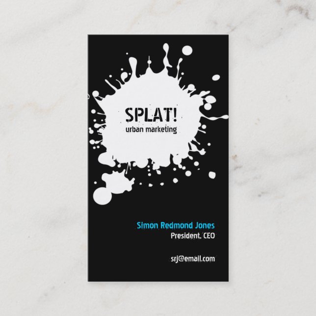 Splat! White Business Card (Front)