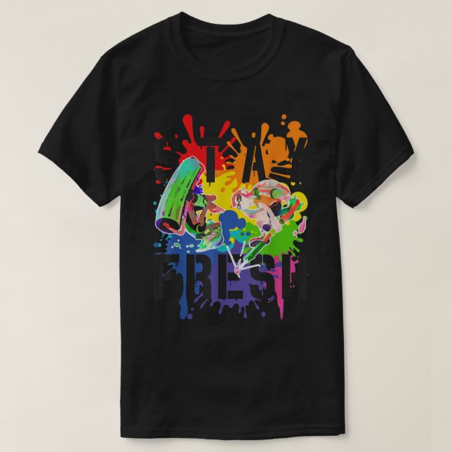 Splatoon Pride Stay Fresh Rainbow Paint Splat  T-Shirt (Design Front)