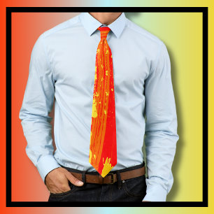 Splatter Art Citrus Orange Yellow Abstract Art  Tie
