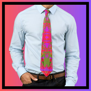 Splatter Art Red Purple Green Gold Abstract Art Tie