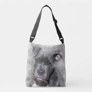 Splatter Effect Watercolor Painting Pit Bull Dog Crossbody Bag