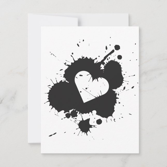 Splatter Heart (Wedding) Invitation Template 1 (Front)