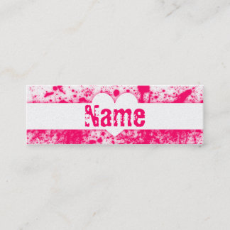 Splatter Hearts Pink Mini Business Card