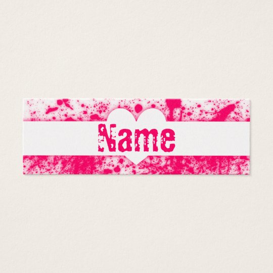 Splatter Hearts Pink Mini Business Card