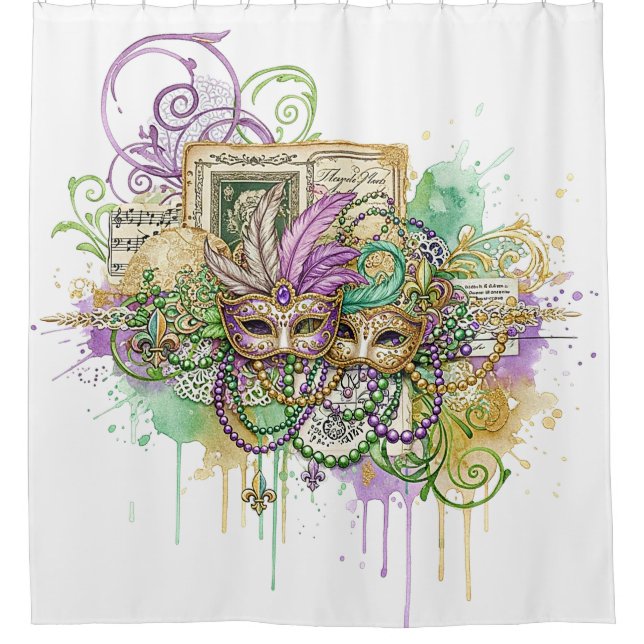 Splatter Mardi Gras collage Shower Curtain (Front)