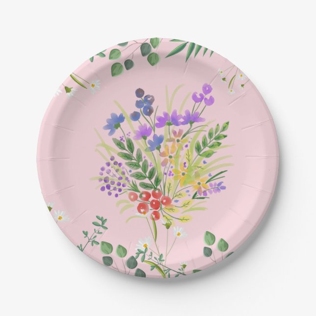 Splatter of Flowers Paper Plate (Front)