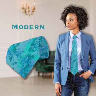 Splatter Paint Blue Neck Tie
