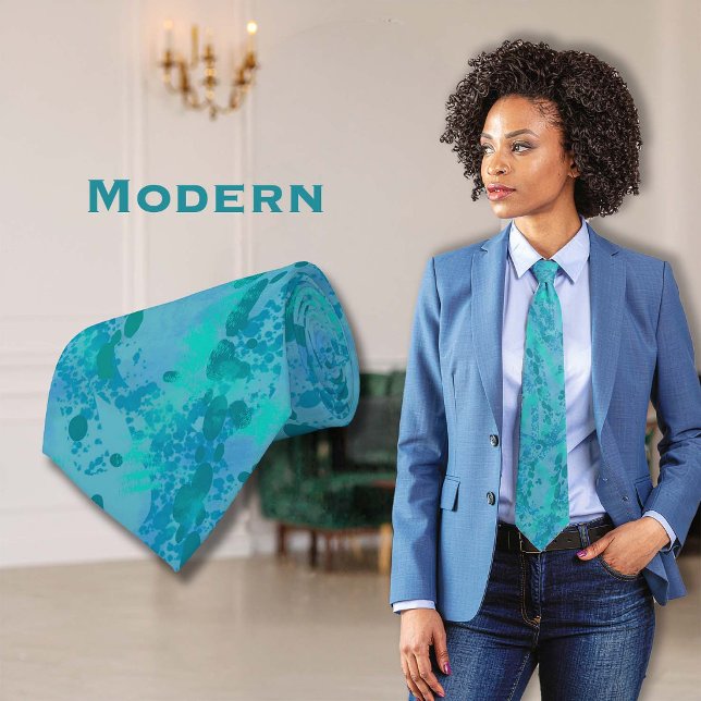 Splatter Paint Blue Neck Tie (Creator Uploaded)