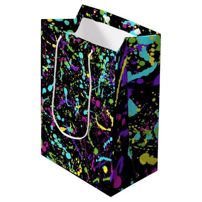 Splatter Paint-Colourful- Medium Gift Bag (Front Angled)
