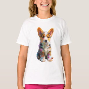 Splatter Paint Corgi Puppy Kids T-Shirt