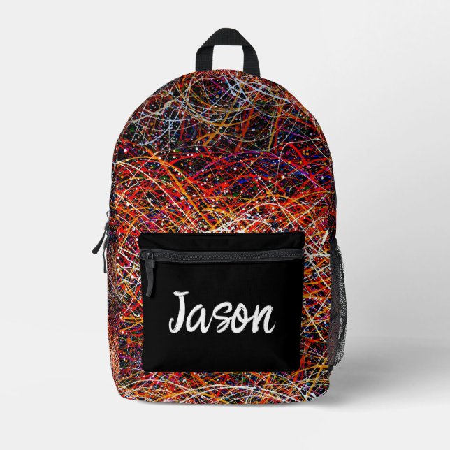Splatter Paint Personalised Printed Backpack (Front)