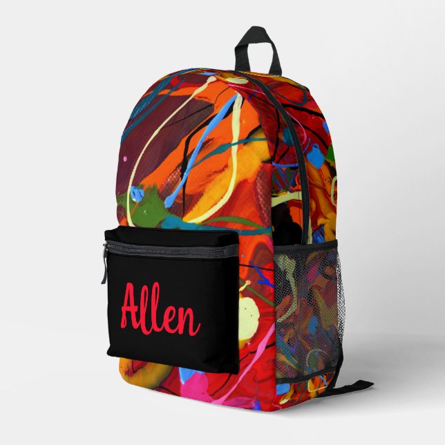 Splatter Paint Personalised Printed Backpack (Back Corner Right)