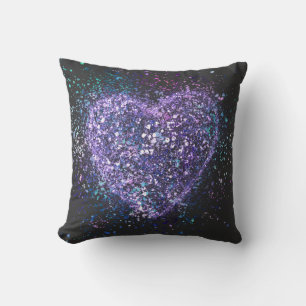 Splatter Paint Purple Heart Cushion
