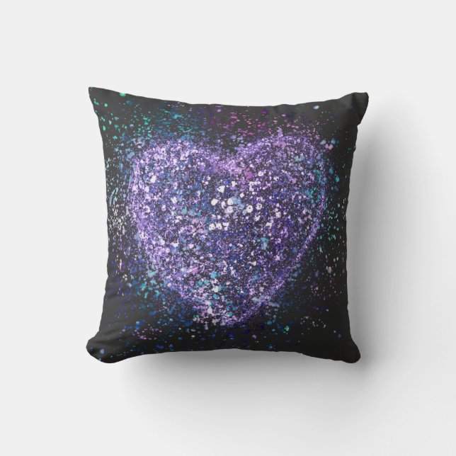 Splatter Paint Purple Heart  Cushion (Front)