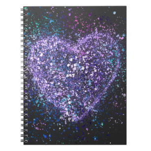 Splatter Paint Purple Heart Notebook