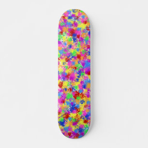 Splatter Paint Rainbow Bright Colorful Background Skateboard