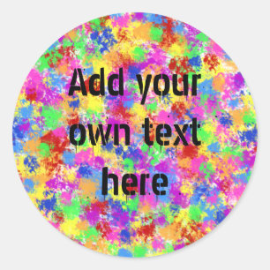 Splatter Paint Rainbow of Bright Colour Background Classic Round Sticker