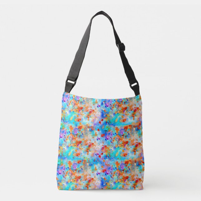 Splatter Paint Rainbow of Bright Colour Background Crossbody Bag (Front)
