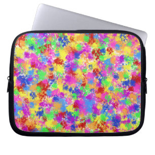 Splatter Paint Rainbow of Bright Colour Background Laptop Sleeve