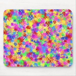 Splatter Paint Rainbow of Bright Colour Background Mouse Mat