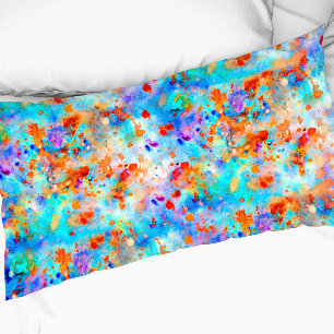 Splatter Paint Rainbow of Bright Colour Background Pillowcase